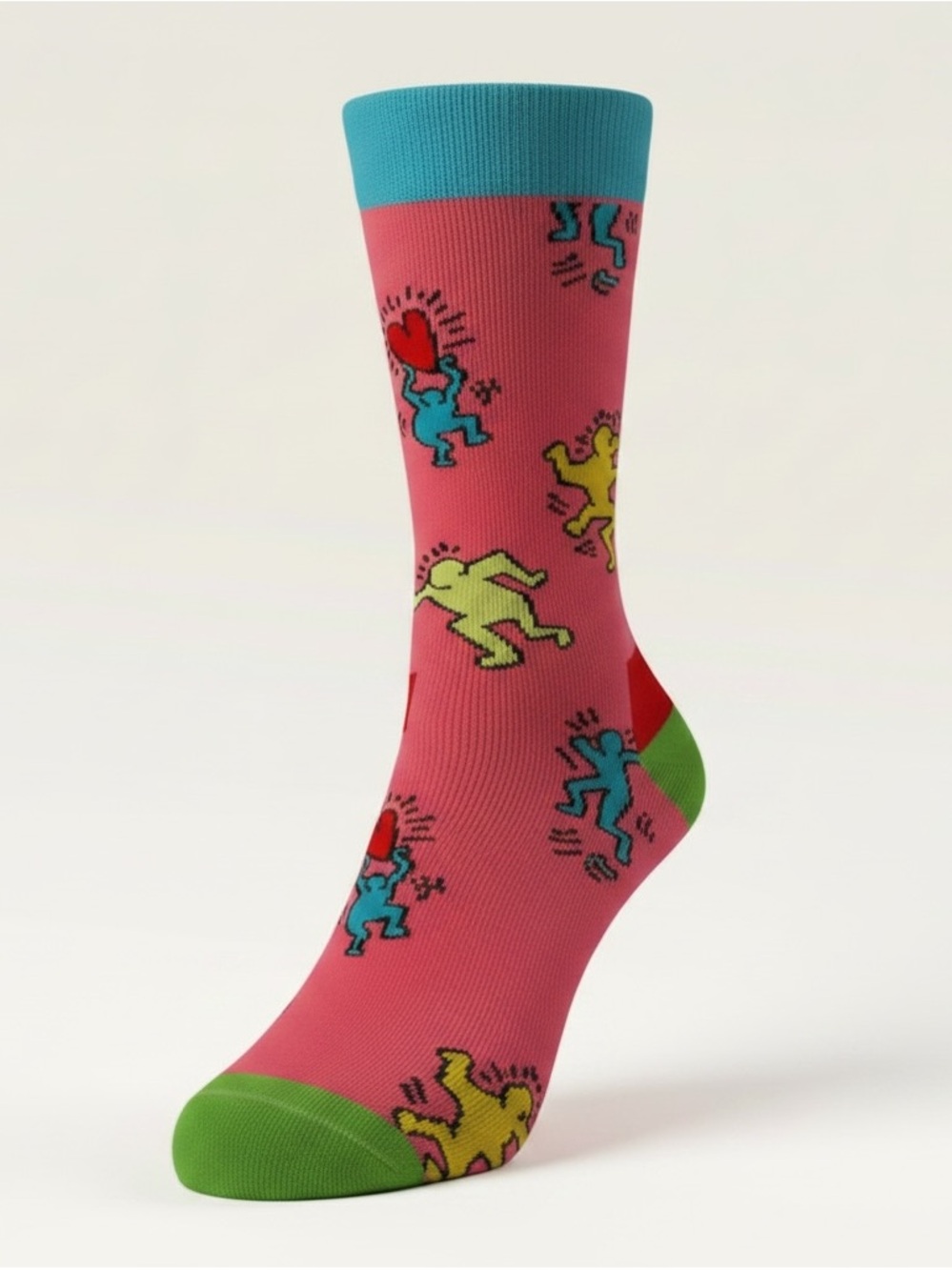Keith Haring Pink Graphic Crew Socks, OS, NWT
